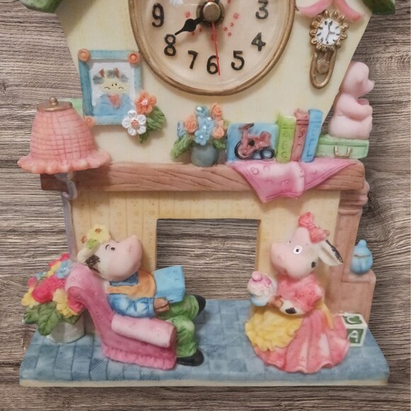 Decorative "Sweet Home" cow Family Mantel Clock Figurine - Picture 9 of 11